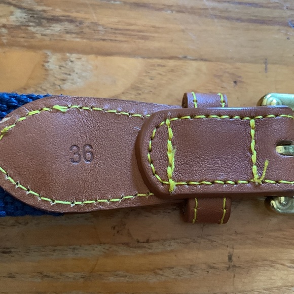 SIMPLY SOUTHERN collection belt JEEP SIZE 38 navy blue with tan leather unisex - Picture 3 of 8